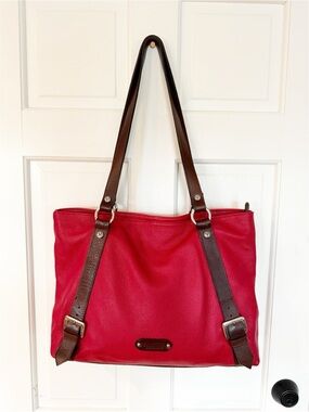 Valentina Red Pebbled Leather Tote